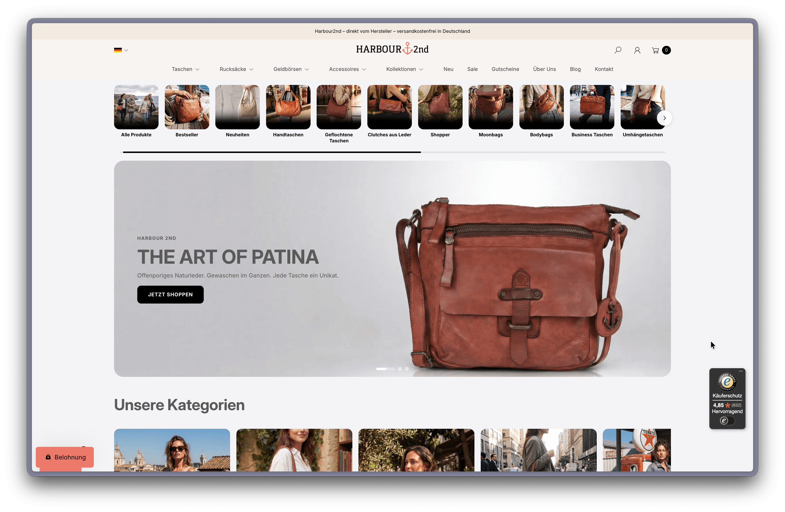 Neu gestaltete Startseite des Shopify-Shops von Harbour 2nd nach dem Redesign durch Aplons