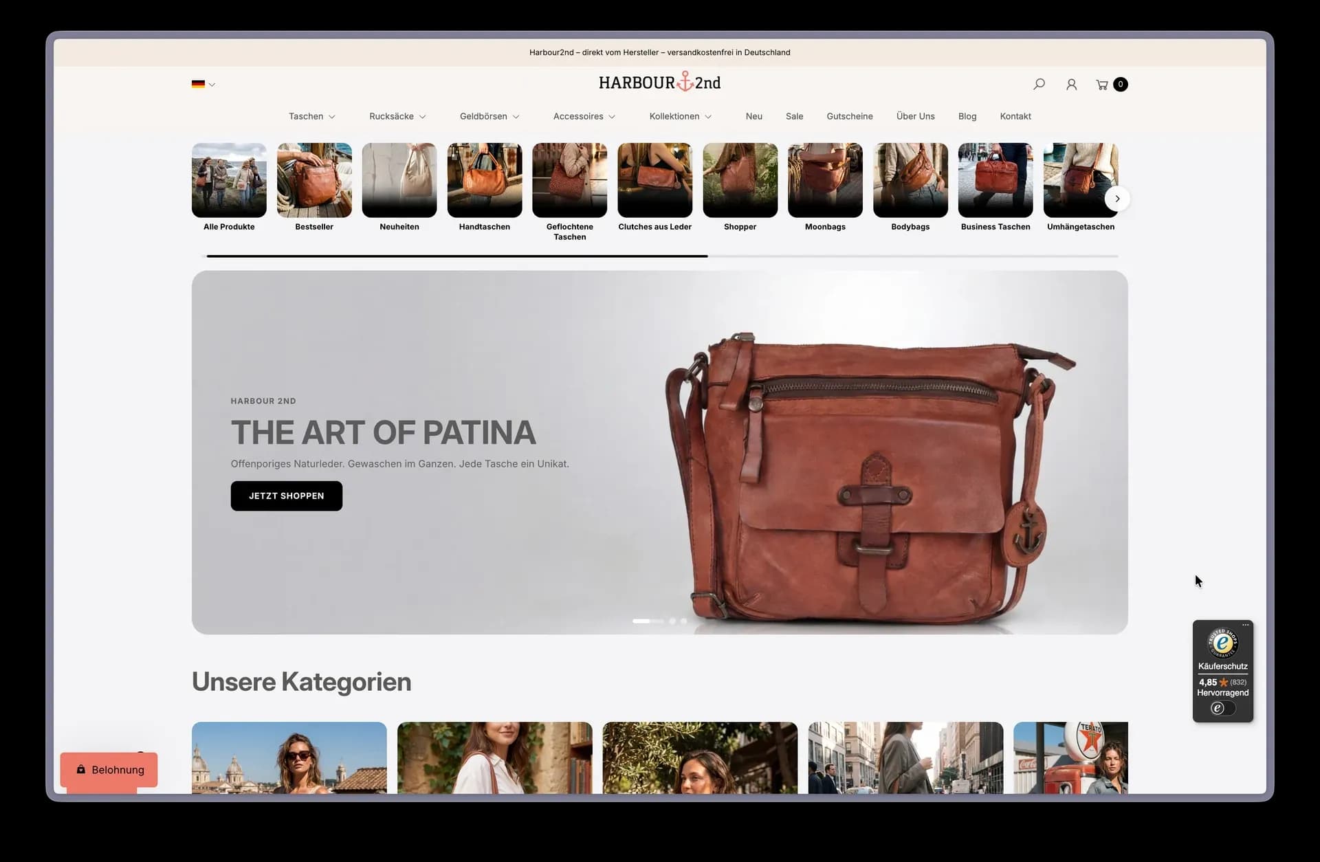 Neu gestaltete Startseite des Shopify-Shops von Harbour 2nd nach dem Redesign durch Aplons